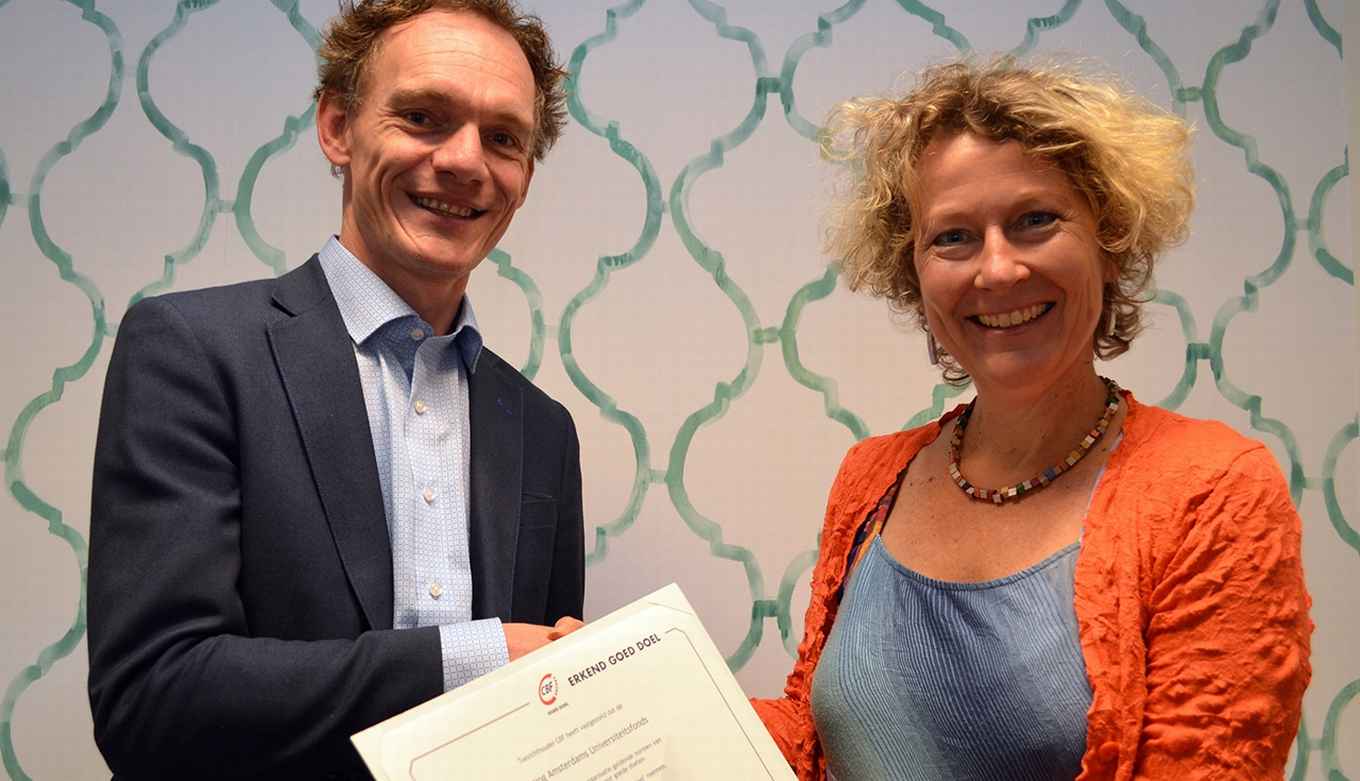 Het Amsterdams Universiteitsfonds heeft het cbf-keurmerk Goede Doelen ontvangen